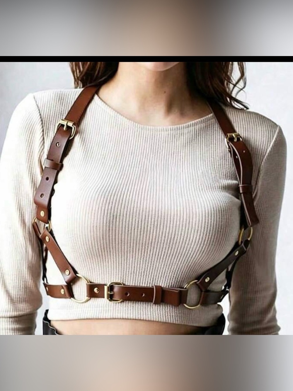 Brown Leather Harness Belt - Women Accessories - Picture 5 of 5